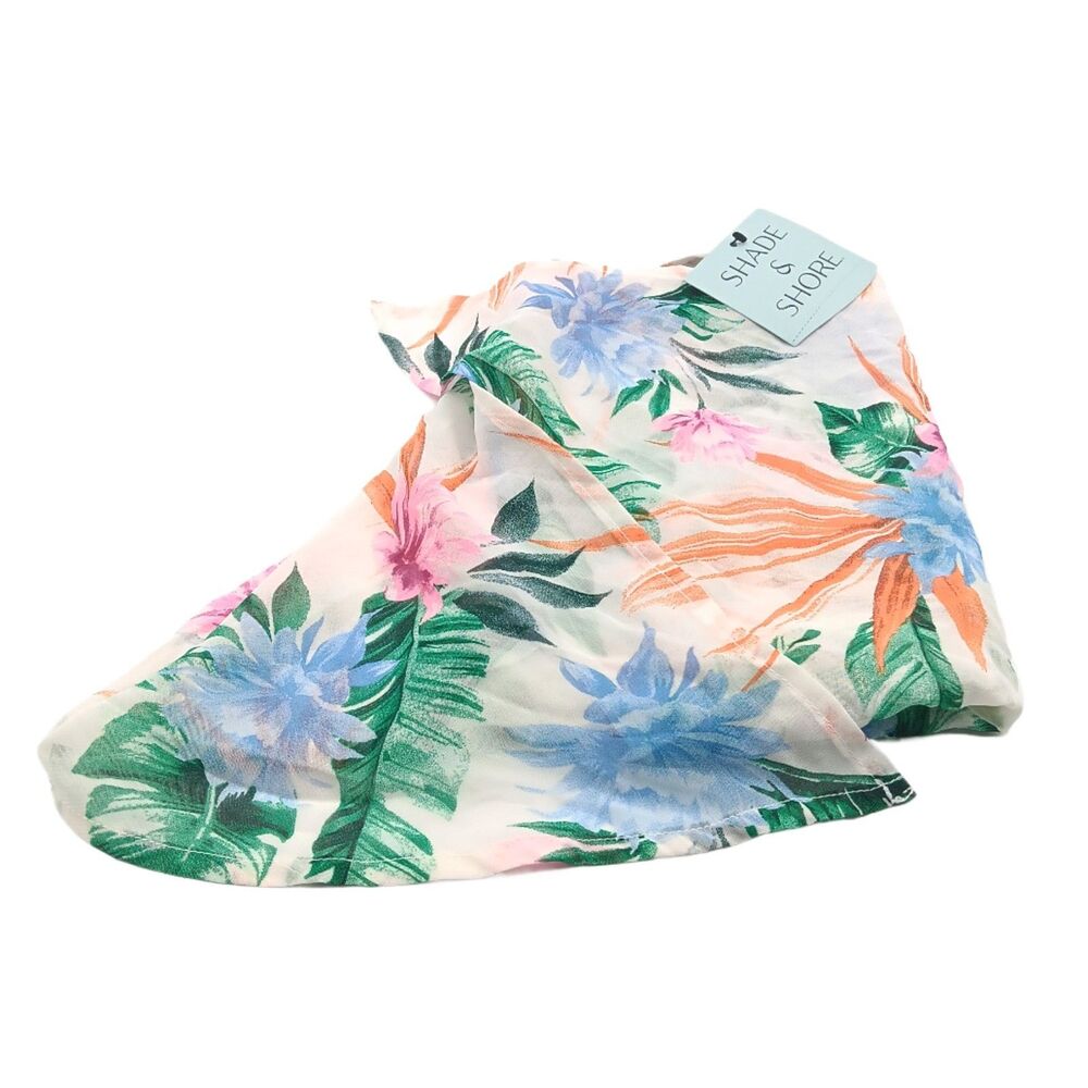 Shade & Shore Floral Mini Sarong Womens M Tropical Coastal Beach Swim Cover New